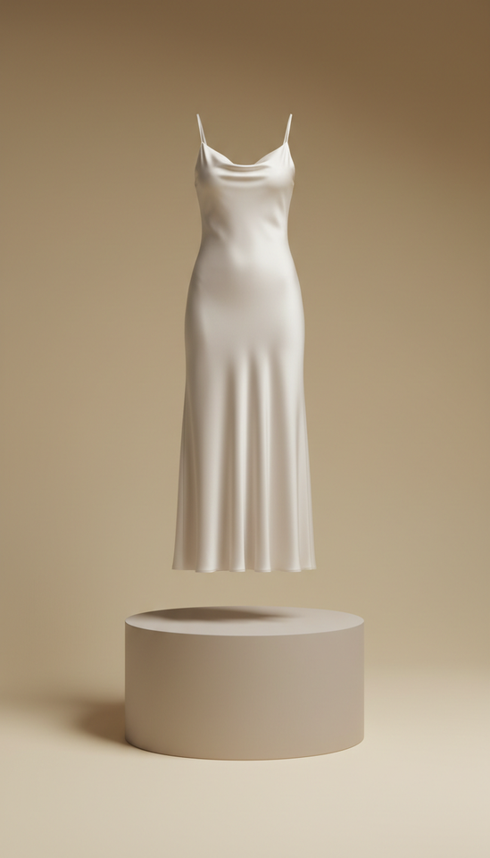 vestido midi corte al bies en seda