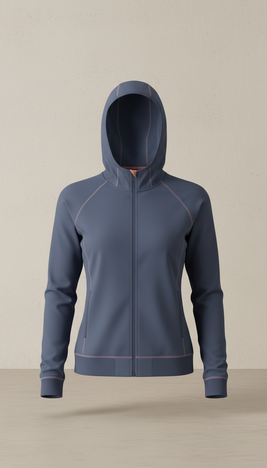 Sudadera técnica con capucha ergonómica